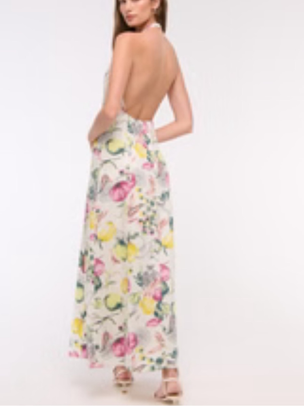 Abercrombie & Fitch Cream Floral Slip Midi Dress with Pink & Yellow Blooms - Picture 3 of 13